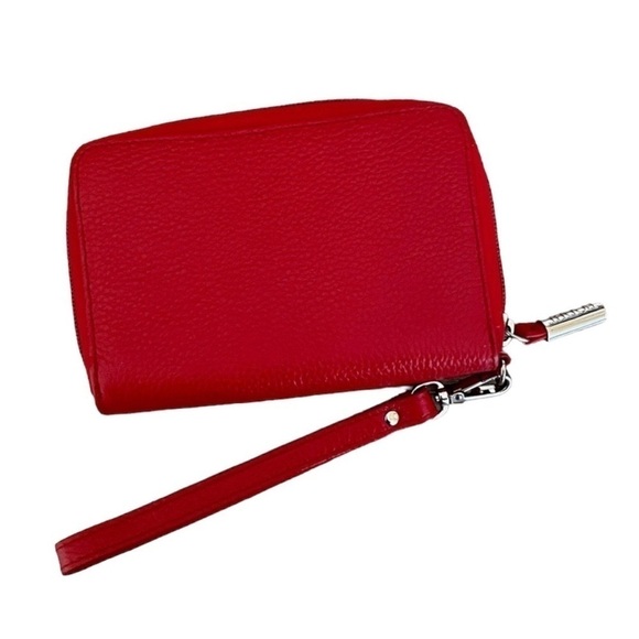 Bodhi Red Pebbled Leather Embossed Classic Small Wristlet Wallet - Picture 2 of 6